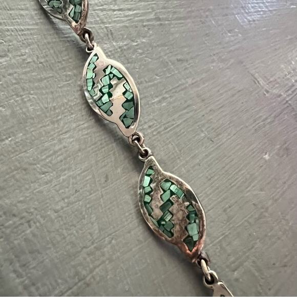Taxco Mexico 925 Sterling Silver Turquoise inlay Bracelet - Picture 4 of 8